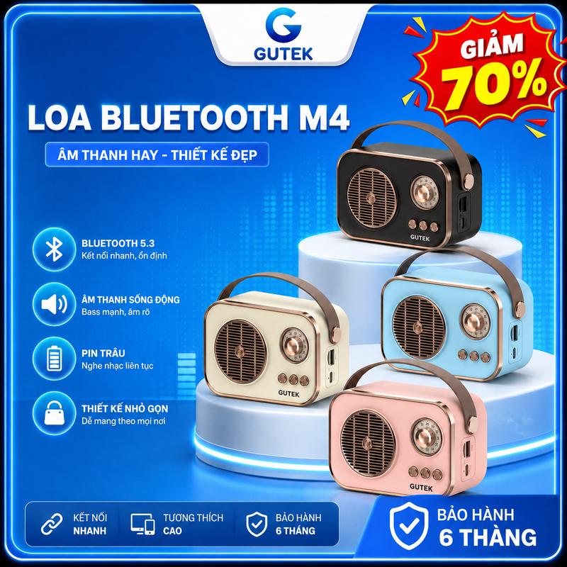 Loa bluetooth không dây nghe nhạc âm thanh lớn hỗ trợ cắm USB thẻ nhớ - Gutek M4