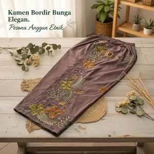 Songket Bordir 'LASEM' bunga sepatu PREMIUM / kamen bali / kamen / bawahan / songket bali Stretch