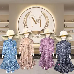 Gamis Anak Rayon Motif Bunga 1-12 tahun / Alesha Dress Gamis rayon Katun