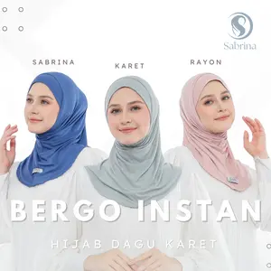 SABRINA - Bergo Hijab Sport Dagu Karet Lentur Stretchy Rayon Soft Muslim Kerudung Oval Instan Sporty