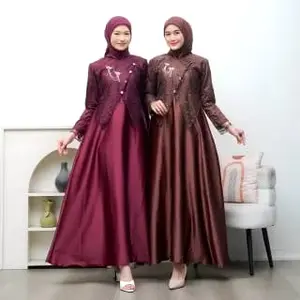 SAHARA Gamis Lebaran 2026 Dress Janggan Busui Friendly Gaun Pesta Velvet Mix Brukat Premium Mewah Elegan