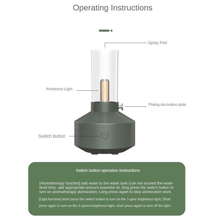 Retro Diffuser Humidifier | 2-Stage Nightlight | Therapeutic Candlelight Mood Enhancer | Essential Oil 6