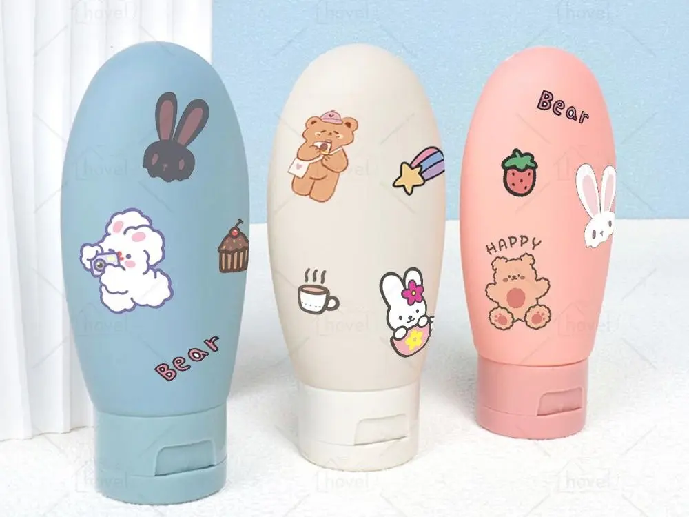 Botol Travel Refill Sabun Cair Portable Isi Ulang Shampo Tempat Lotion Skincare Fliptop Foldable Biru Pink