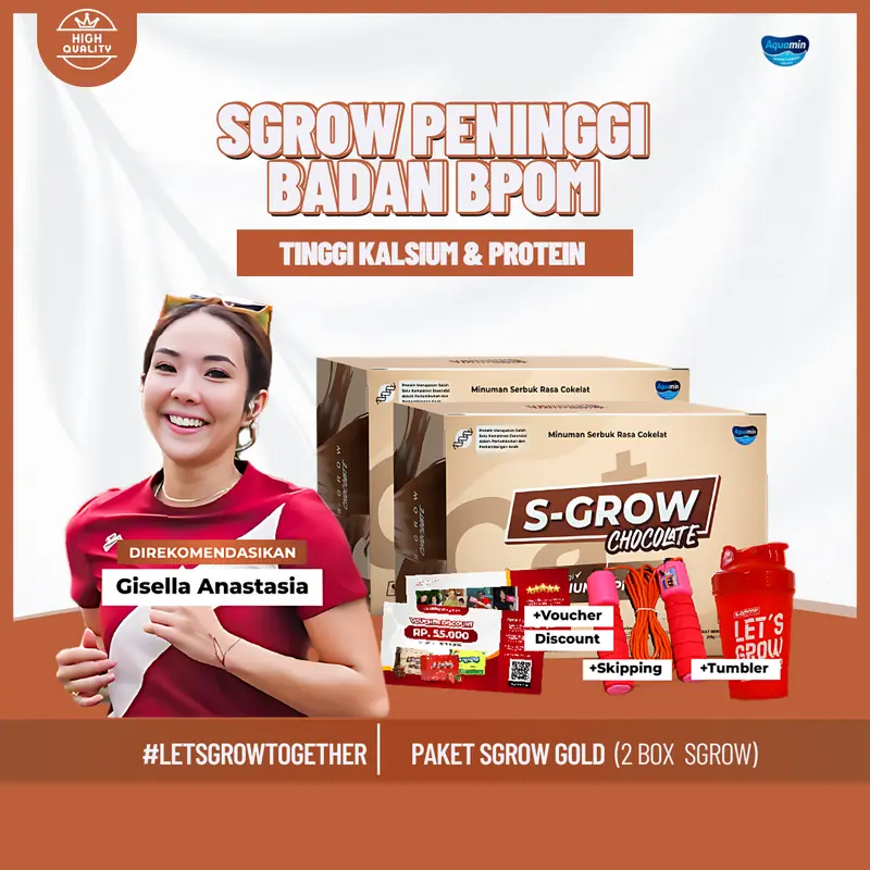 S-GROW Susu Rasa Coklat Tinggi Kalsium untuk Pertumbuhan Badan Remaja dan Dewasa dengan Multivitamin Zinc dan Vitamin D  bpom 0