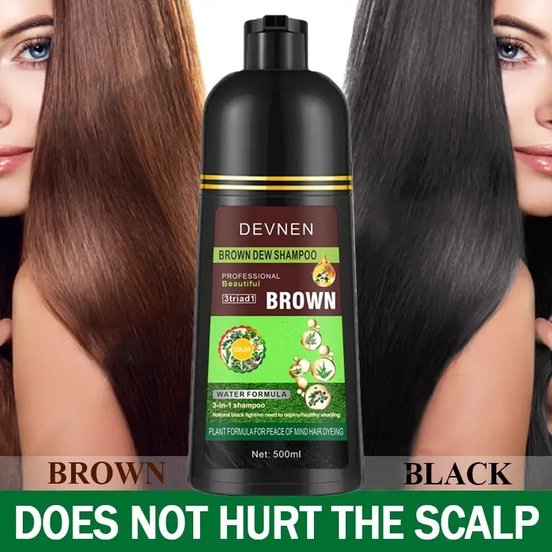[BPOM & BISA COD] Shampo Penghitam Rambut Uban Shampoo 500ml Pewarna Rambut Dengan Cepat Shampoo Penghitam Rambut Putih Untuk Pria & Wanita 2