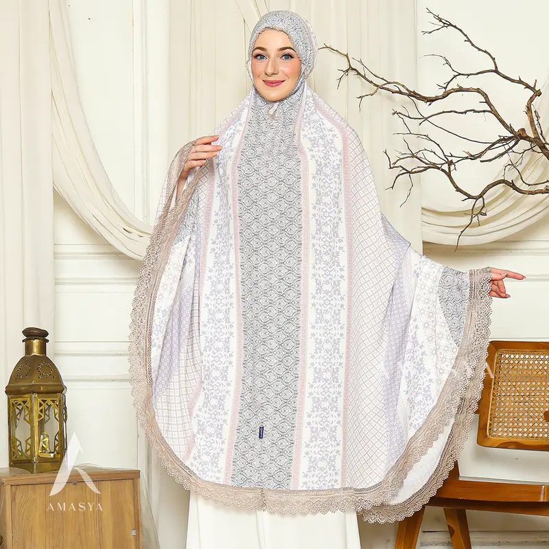 Amasya Kaluna Mukena Dewasa Premium Rayon Organic Atasan Bawahan Motif Renda Panjang Mewah Seserahan 0