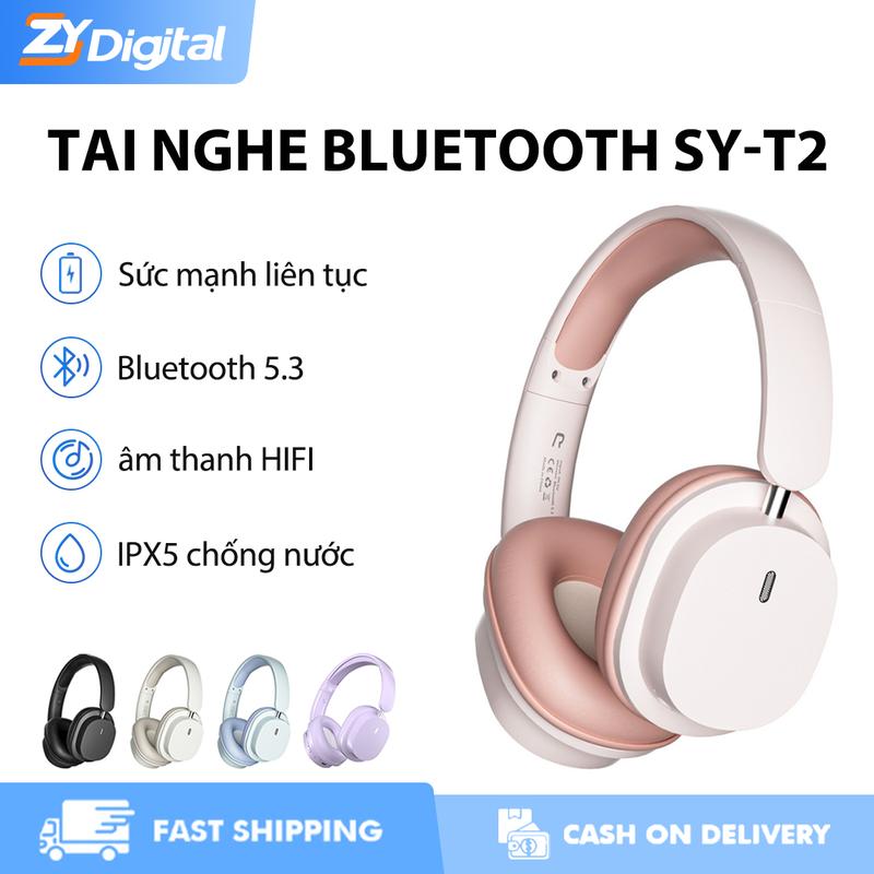 Tai nghe Bluetooth, ZYDigital SY-T2, mới, khử tiếng ồn, tai nghe không dây, tai nghe chơi game, thời lượng pin cực dài, Bluetooth 5.3, hiệu ứng âm thanh không gian độc lập nhập vai, thiết kế có thể gập lại và Cầm Tay