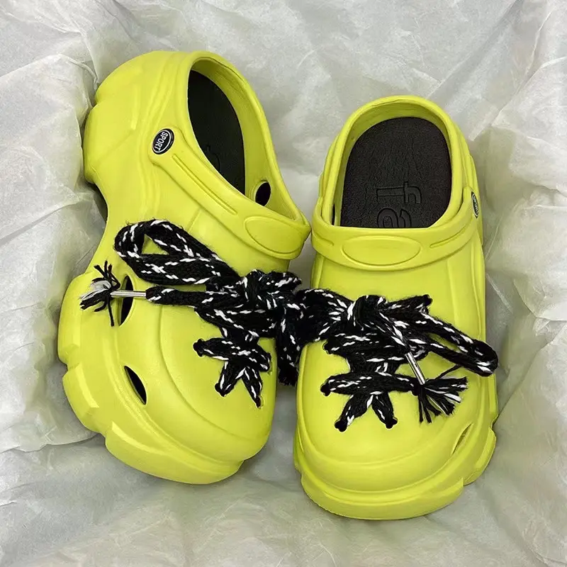 Tebal bawah tinggi meningkatkan panas diy lubang sepatu non-slip mode lucu pantai sandal outdoor memakai musim panas dan musim gugur grosir wanita Shoes Sendal Karet (PO) 4