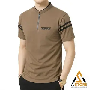 Kaos Kerah Shanghai Pria Zipper Saku Polet Lengan Bergaris Bahan Katun - Kaos Koko Pria Resleting Keren Premium Distro Terbaru dengan Desain Minimalist Style