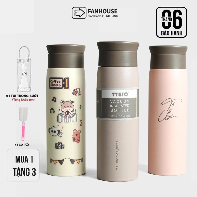 Bình giữ nhiệt Tyeso Favour 500ml Fan House bình giữ nhiệt chính hãng inox 304 vỏ chống xước