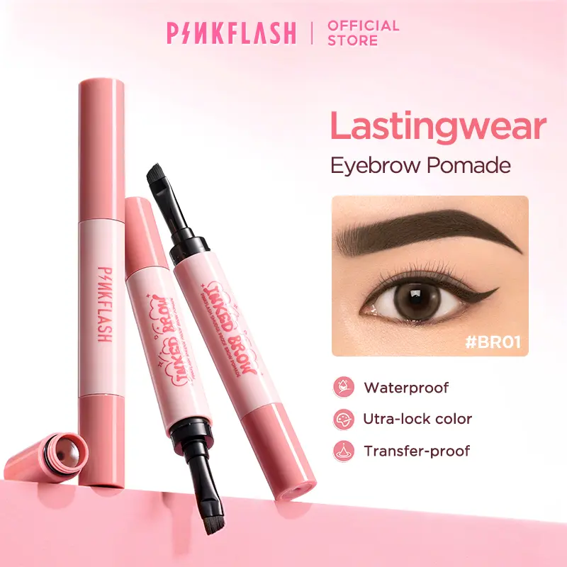 [Eyes] PINKFLASH #ColorLock Waterproof Eyebrow Pomade Cream High Pigment Smudge-proof Long-lasting Non-caking Soft Smooth Quick-drying Shaping