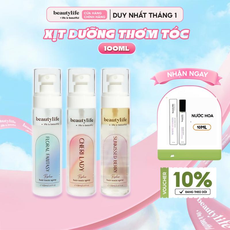  Xịt Dưỡng Thơm Tóc 2 Lớp Beautylife 100ml - Hỗ Trợ Dưỡng Tóc Mềm Mượt Lưu Hương Nước Hoa Chăm Sóc Tóc Nữ 