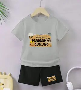 Urban Amor Setelan Anak Celana Hitam Cowok Cewek Gambar Mama Galak