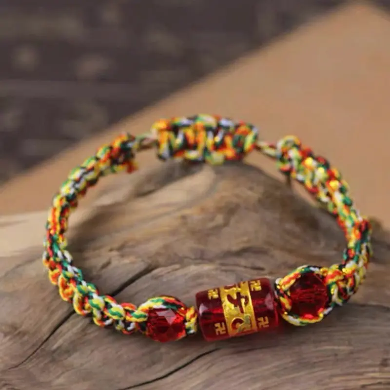 Vòng Tay Chỉ Ngũ Sắc Mix Charm Chú MaNi (Om Mani Padme Hum) Phong Cách Phật Giáo, Phụ Kiện Thời Trang