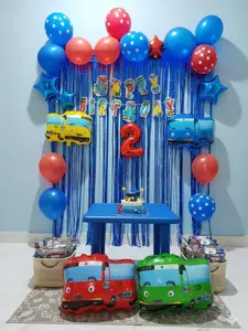 Paket Dekorasi Ulang Tahun anak laki laki karakter Mobil Bus Tayo Set Murah Hiasan Ultah anak lengkap Balon Biru Latex