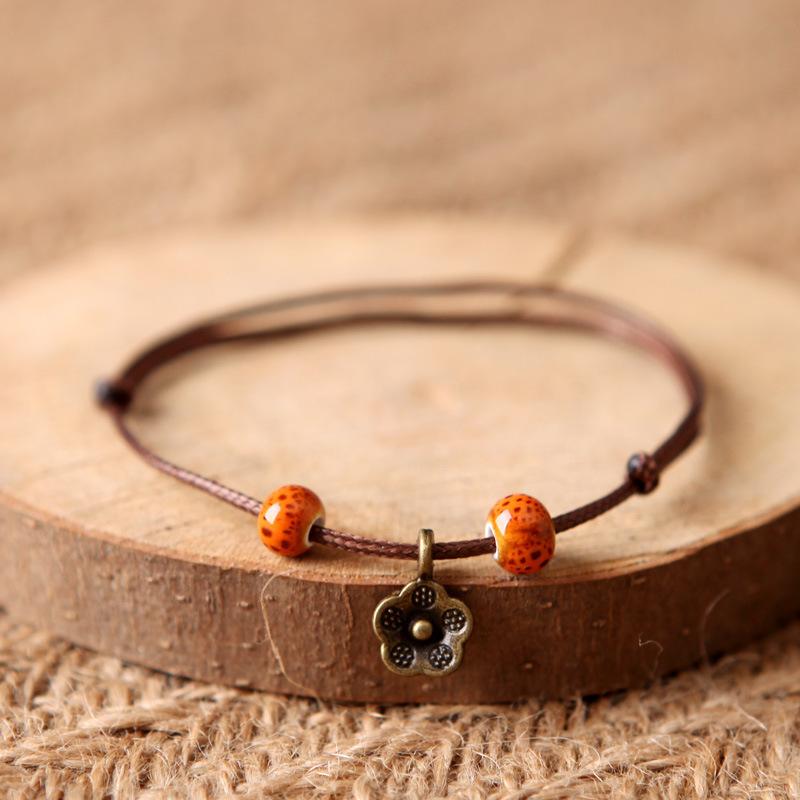Product Introduction of Lắc Chân Vòng Tay Bohemian, Phong Cách Cổ Điển Với Mặt Dây Chuyền Hoa Cặp Đôi, Vòng Tay Dây Rút, Dành Cho Phụ Nữ 4