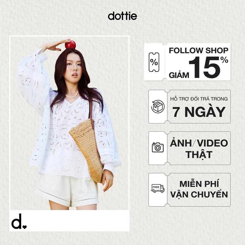 DOTTIE - Áo tay phồng cột dây - Trắng - T1098