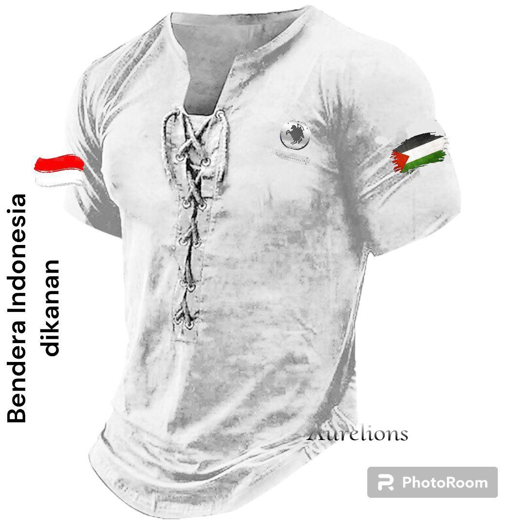 A - Kaos V Neck Tali Lengan Pendek Fisabilillah indo & Pal Distro / Kaos V Neck Tali Printing / Kaos V Neck Tali Pria / Kaos V Neck / Kaos Pria / Kaos Viral Distro / Kaos Terbaru / Kaos Tali Dada / Kaos Pria Terbaru / Kaos Viral/ Hitam Nyaman Sablon