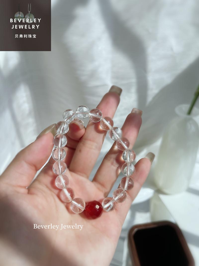 Product Introduction of Beverley Jewelry-Natural white crystal bracelet, raw stone, magnetic field purification, good fortune, simple, high-end, light luxury, niche, for gift, for bestie. agate crystal  bracelet 17
