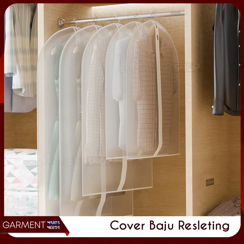 Cover Baju Resleting PEVA Anti Debu Penutup Gantungan Baju Pakaian Gown Jas 1