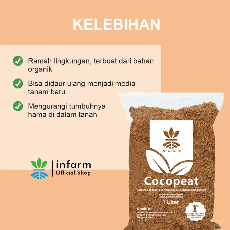 Cocopeat Media Tanam Untuk Tanah 1 liter Infarm Serbuk Sabut Kelapa 2
