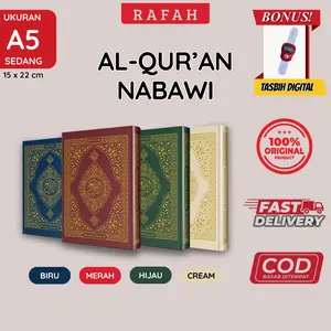 RAFAH Al-Qur'an NABAWI Ukuran SEDANG A5 Khat Utsman Thaha Hard Cover Eksklusif Panduan Wakaf Ibtida & Tajwid Warna