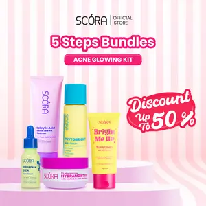 Pre-Order [Hero] 5-Step Bundle: Scora Cleanser Series 100ml + Scora Toner Series 80 ml + Scora Serum Series 20ml + Scora Moisturizer series + Scora Sunscreen 40gr