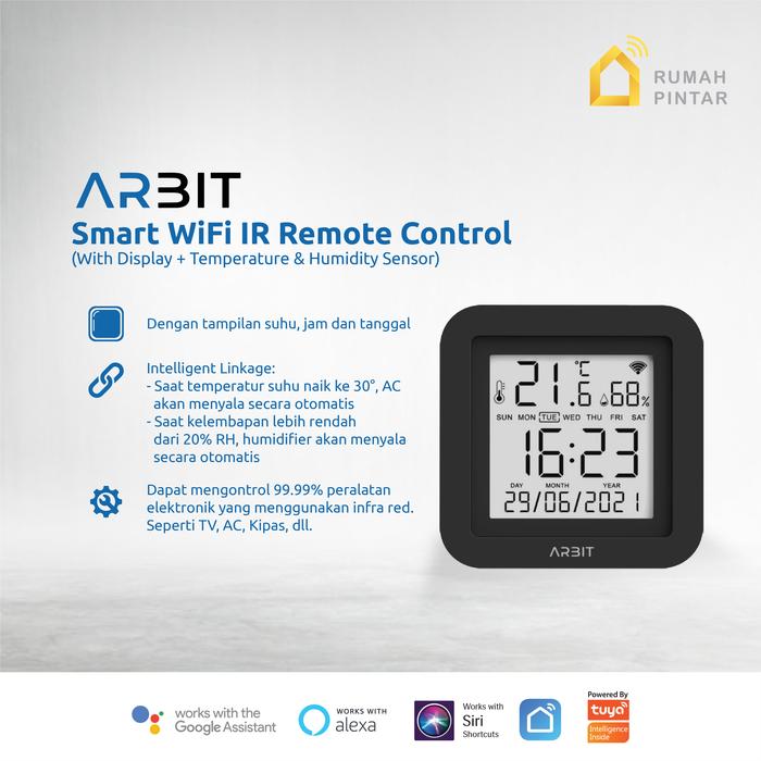 Gambar ARBIT WiFi IR Infrared Remote with Temperature & Humidity Sensor Display Remot Kontrol Tampilan Jam Suhu Kelembaban Pintar Smart Home Tuya Usb dari ARBIT Smart Home Kota Administrasi Jakarta Barat Tokopedia
