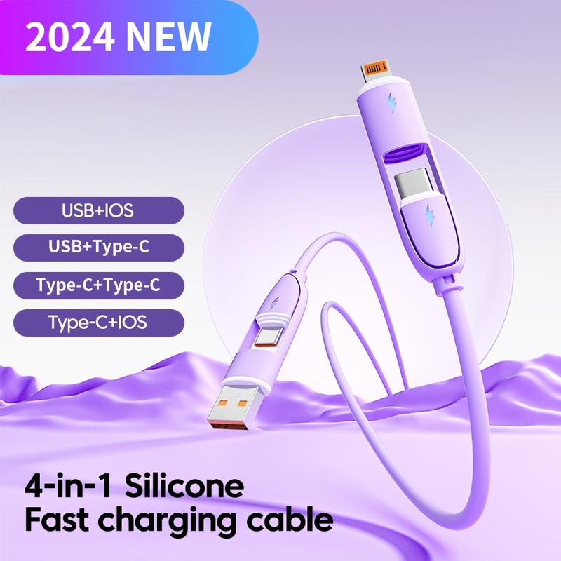 COD 2024 New Sent 24 hours 4 in 1 Super Fast Charging Data Cable 100W ...