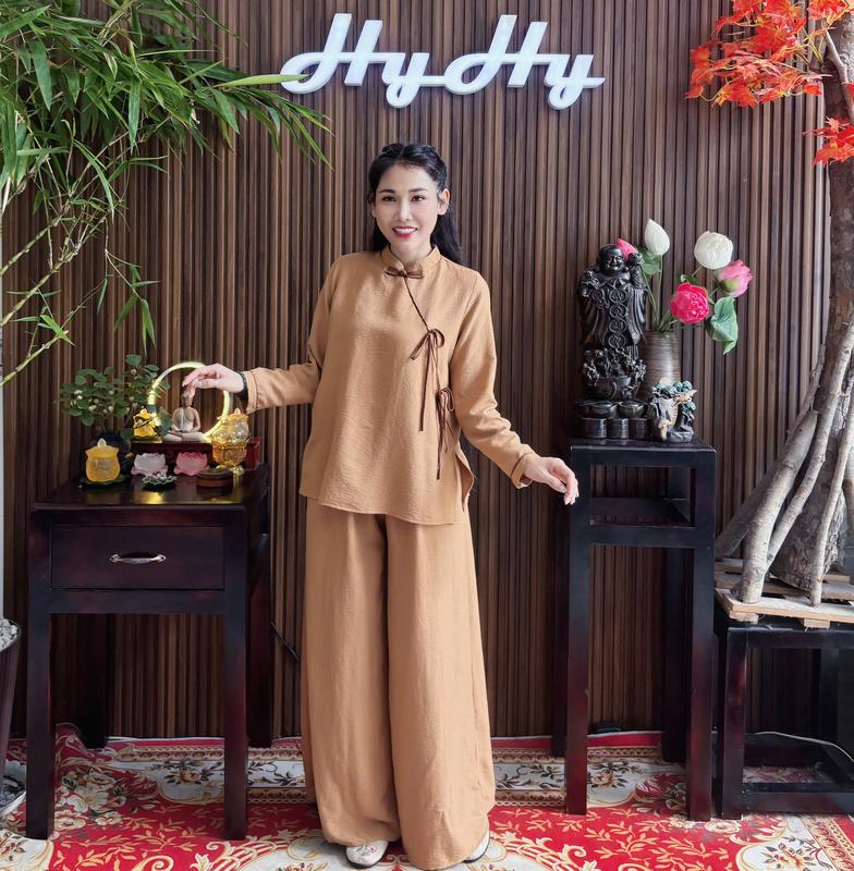 Tâm Đoan - Bộ Pháp Phục Lễ Chùa Nữ Big size Tay Dài Phối Màu Sang Trọng-HyHy