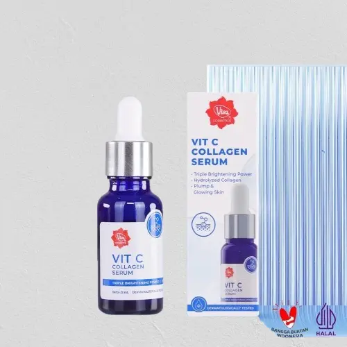 Viva Vitamin C Collagen Serum with Triple Brightening Power, 2% Vitamin C, 2% Niacinamide | Viva gold whitening serum Essence Wajah 1