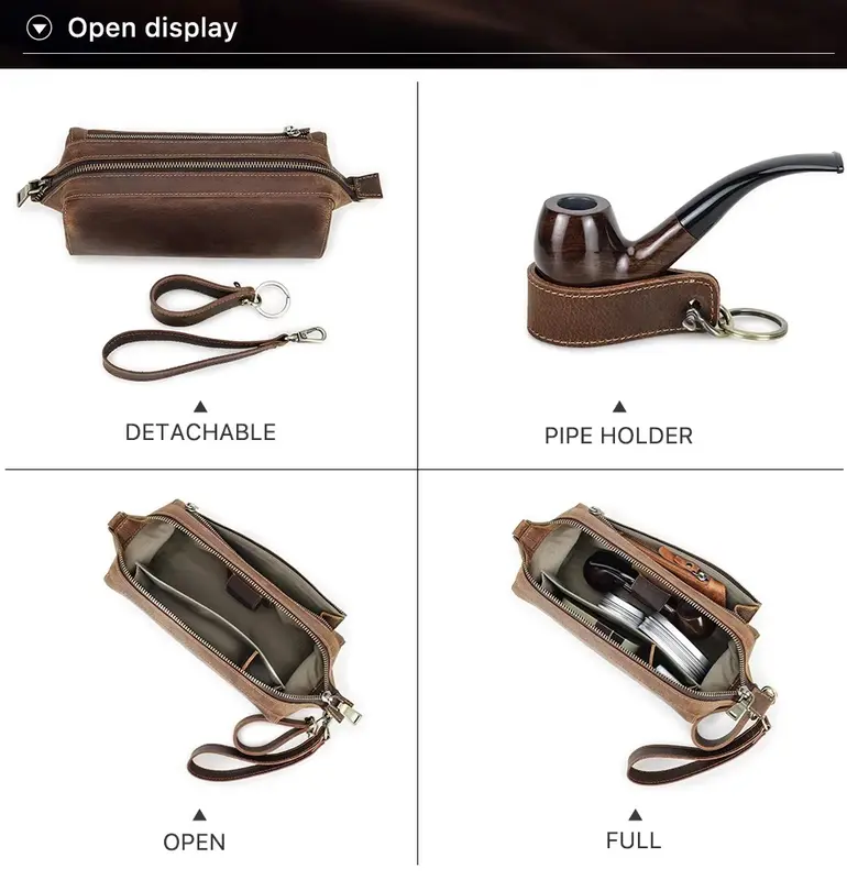 Tas Clutch Pria Kulit Asli Kantong Aksesoris - Tas Tangan Genggam Pria Retro Kulit Asli Crazy Horse 3
