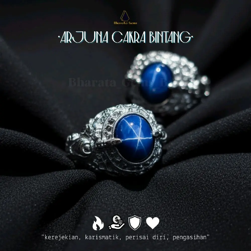 CINCIN ARJUNA CAKRA BINTANG - 4URA BUSTER PERMATA NILAM STAR RING TITANIUM [free minyak 5ml.] by BHARATA GEMS BALI
