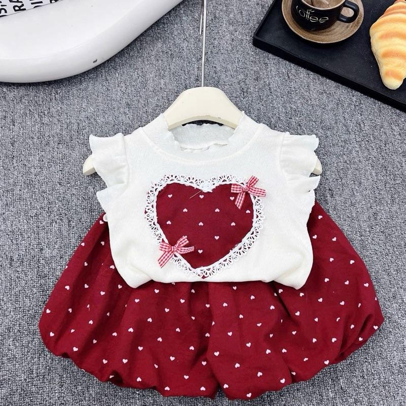 (7-16kg) Bộ áo tim nơ + quần bồng quả bí cho bé gái 4 màu 2