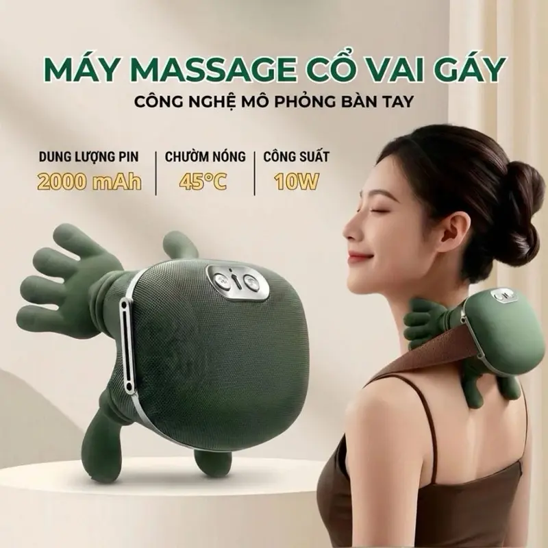 Máy Massage cổ vai gáy mô phỏng hình bàn tay nhiệt hồng ngoại 45C giảm đau mỏi hiệu quả