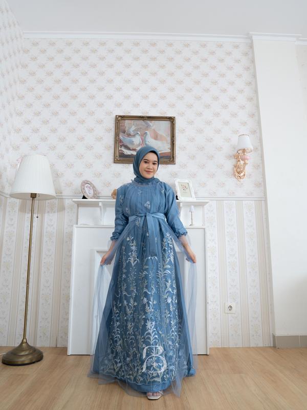 Rachel Dress Tulle Garden Neww Motif Size M L XL XXL Gamis Kondangan Bridesmaid Lamaran Elegant Terbaru Kekinian Best Seller 1