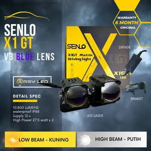 mini laser SENLO X1 GT plus V3 blue lens lampu led motor mobil kabut foglamp sorot 27w