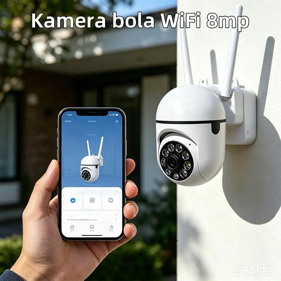 Kamera CCTV WiFi Anti-Maling 2MP 24 Jam Monitor J Jauh, Malam Ber rna Jernih, Deteksi Gerak Otomatis, Audio D Arah, Tahan Air IP66, Tanpa Kabel ah, Pantau Real-Time Le t , Keamanan ah Toko Garasi - 5MP D l Lens - Hanya Kamera