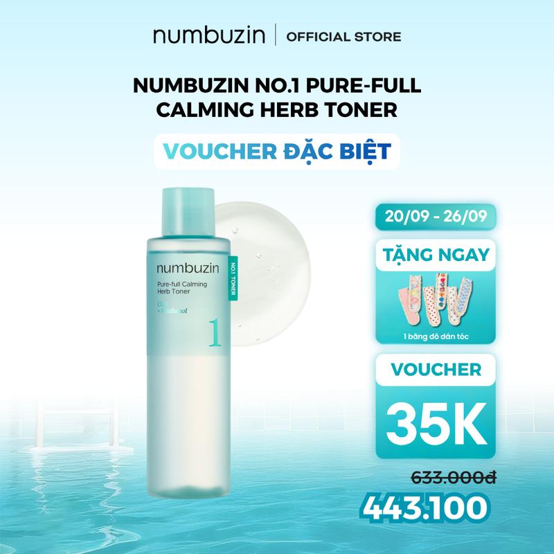 Nước Cân Bằng Da Thảo Mộc Làm Dịu Da NUMBUZIN No.1 Pure-Full Calming Herb Toner