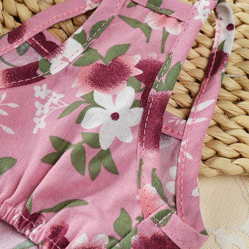 Summer Pet Dress Flowers Printing Ribbon Clothes Puppy Dogs Cats Princess Dress Summer Pet Cat Fair Maiden Skirt #426560 3