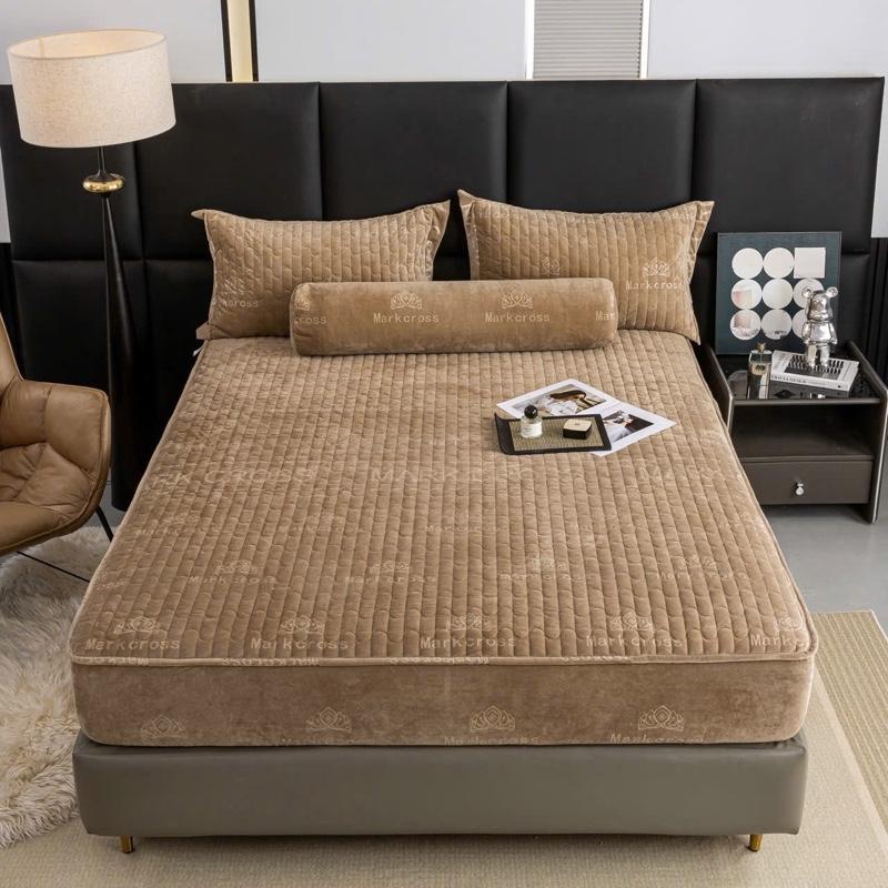 Bộ Ga Gối Nỉ Nhung Trần Bông Mềm Mại Ấm Áp Cho Mùa Đông kèm vỏ gối ôm không chăn