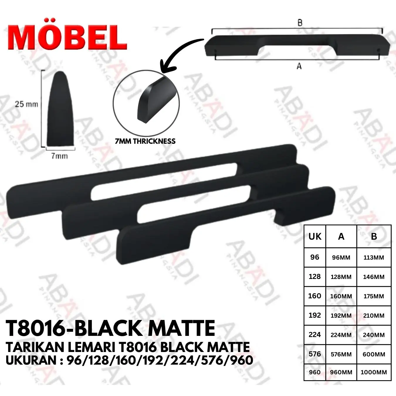 TARIKAN LEMARI T8016 BLACK MATTE