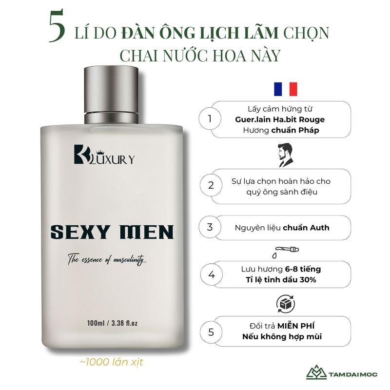 Nước Hoa Nam SEXY MEN edp TAM ĐẠI MỘC 100ml - Hương Thơm Nam Tính Gợi Cảm