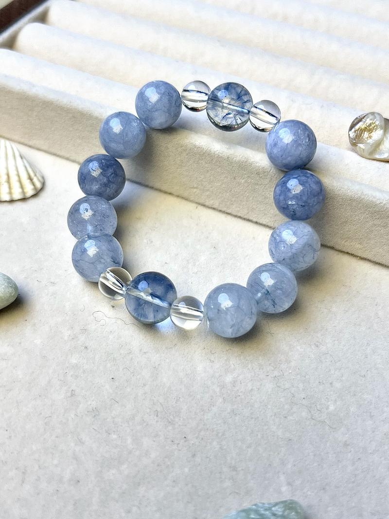 Product Introduction of "Ocean Whisper"Minimalist Chic Blue Crystal Bracelet - Effortless Style 2