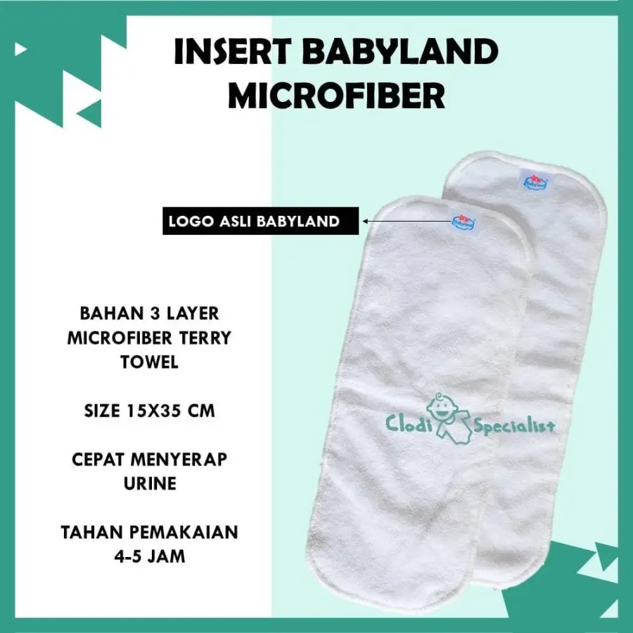 Original Insert Clodi Babyland Microfiber Penyerap Ompol Popok Kain Clody Pempes Kain