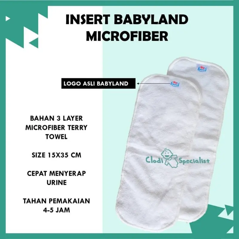 Original Insert Clodi Babyland Microfiber Penyerap Ompol Popok Kain Clody Pempes Kain 0