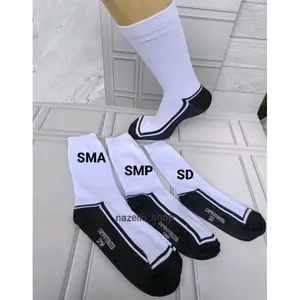 paket 6 pasang kaos kaki sekolah putih tapak hitam SD SMP SMA sebetis