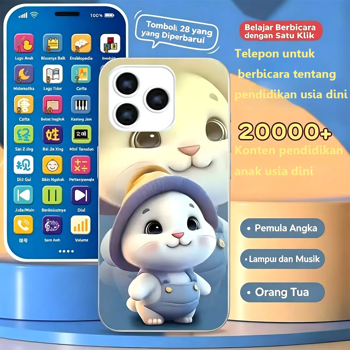 Mainan telepon populer, Mainan HP Edukasi mesin pembelajaran multifungsi dengan 28/36/45 tombol, cocok untuk anak usia 0-6 tahun, dilengkapi musik, telepon, dan pengembangan intelektual untuk anak laki-laki dan perempuan.