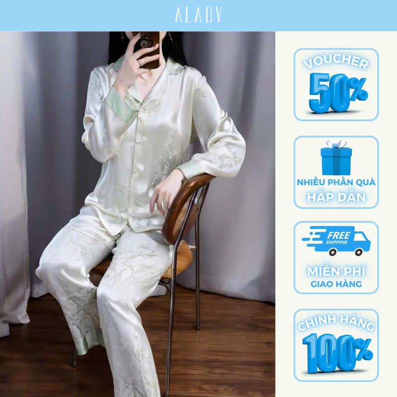 ALADY TD020 - Bộ Đồ Ngủ Pyjama Mềm Mim Lụa Dài Tay Cho Nữ Cảm Giác Thoải Mái Tối Đa Chất Liệu Mim Lụa Mềm Mại & Êm Ái Khi Mặc