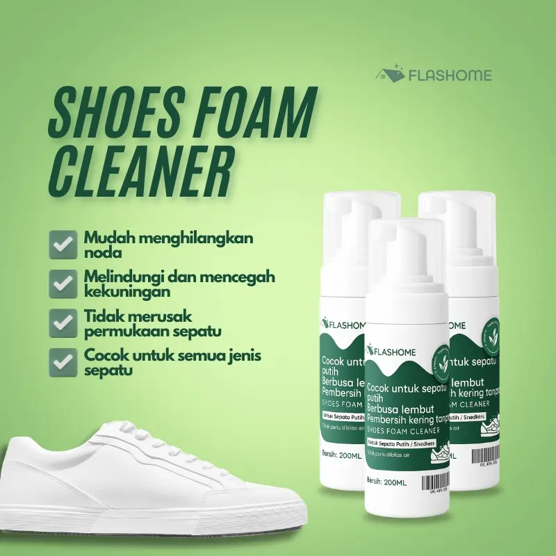Busa Pembersih Sepatu 200ml | Menghilangkan Noda Kuning & Bau, Memutihkan Sepatu, 99,9% Bunuh Kuman, Melindungi Permukaan Sepatu